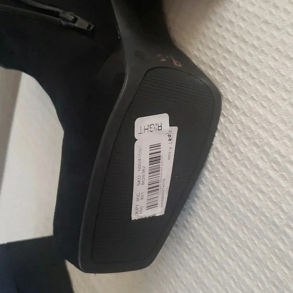 G B Retro 9.5 Black Suede Platform Grunge Chunky Square-Toe Whimsigoth Punk - Picture 4 of 5